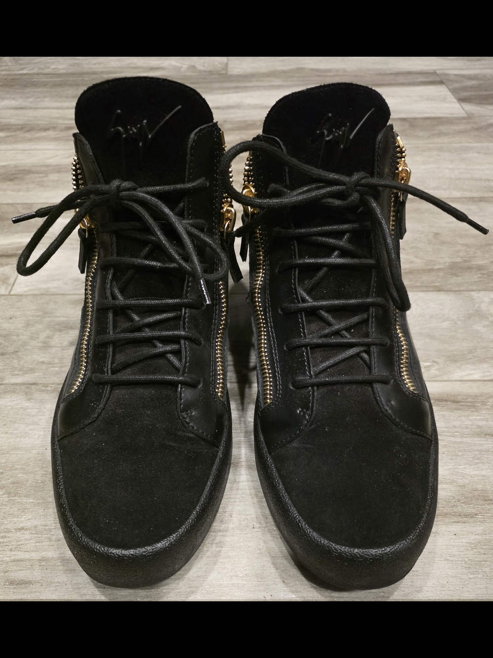 Giuseppe Zanotti Black Leather Sneakers Shoes EU 46 US 12